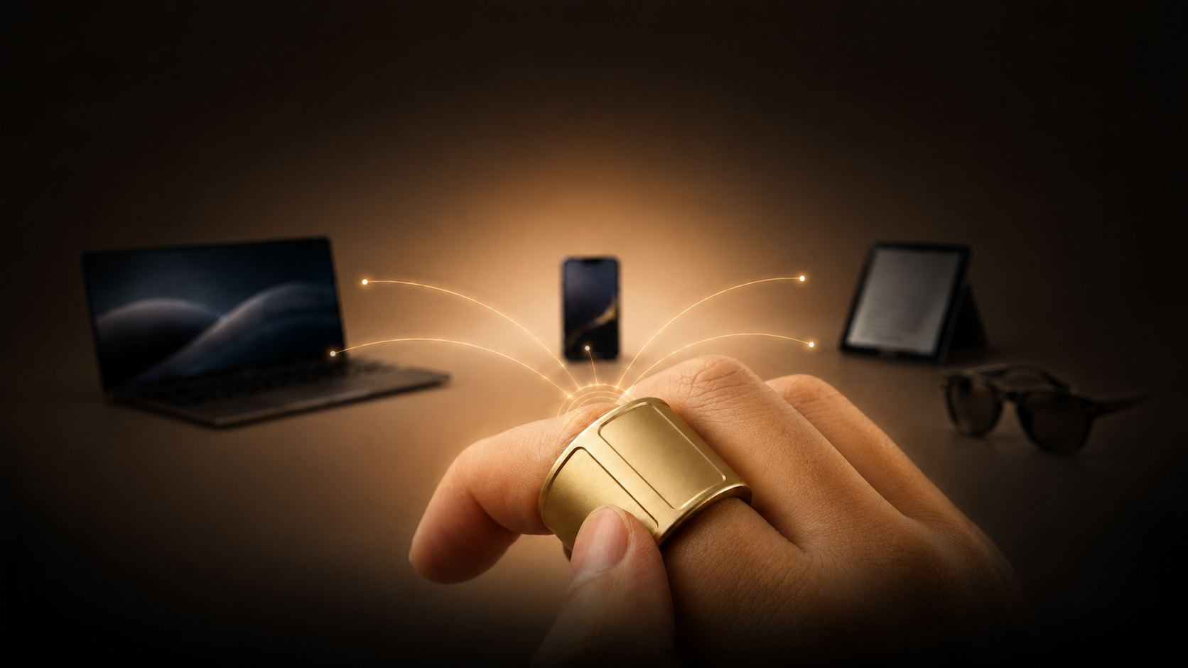 Prolo Ring worn on a finger controlling digital devices